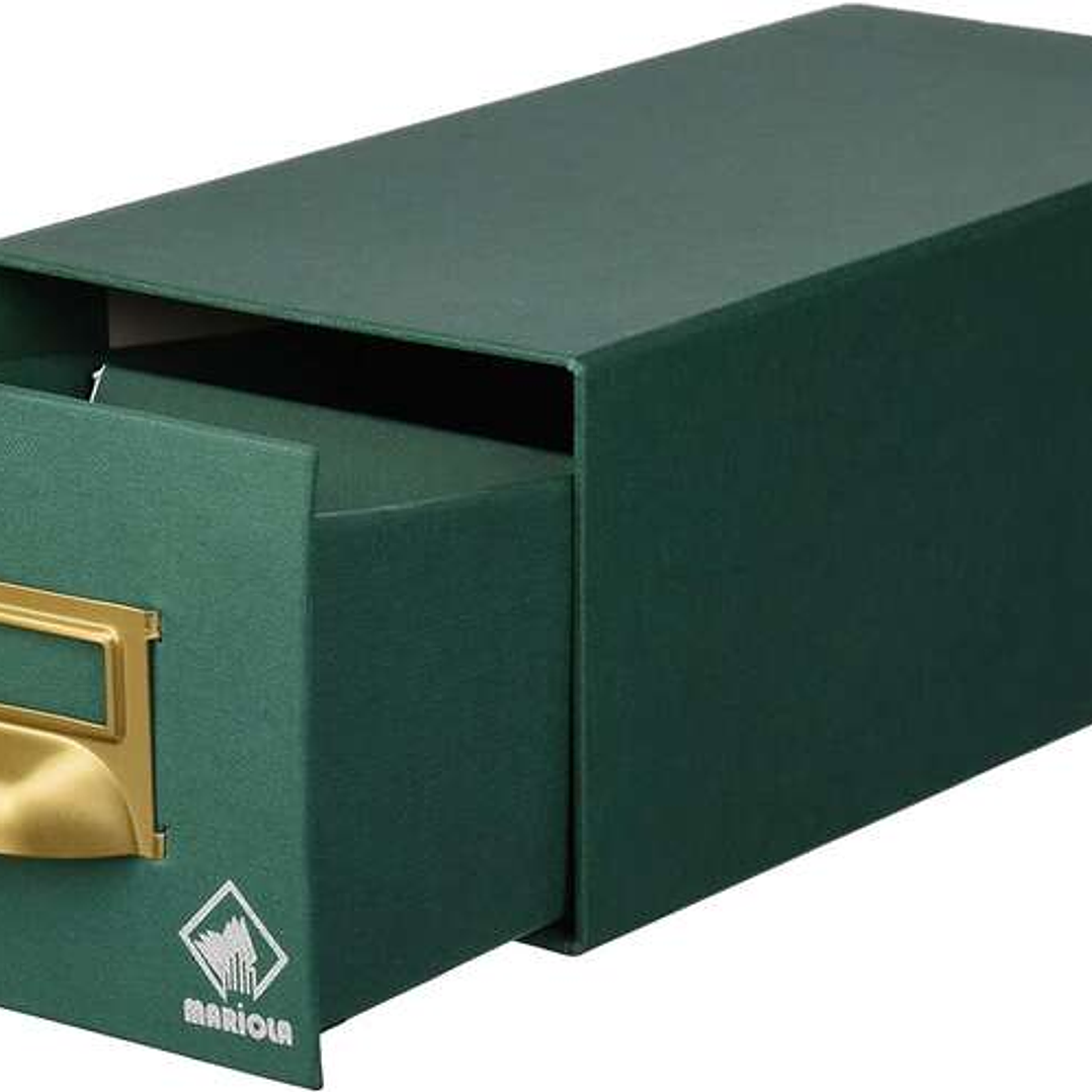 Mariola Fichero Carton Forrado en Geltex Nº1 para 500 Fichas - Medidas 125x95x250mm - Resistente y Duradero - Color Verde 1