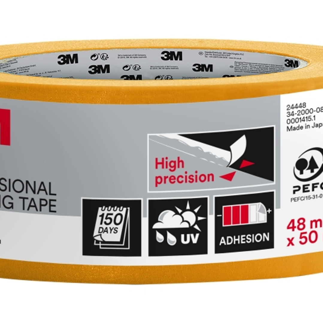 3M Cinta de Enmascarar Profesional - Multisuperficie - 48mm x 50m - 100% PEFC - Color Naranja 1