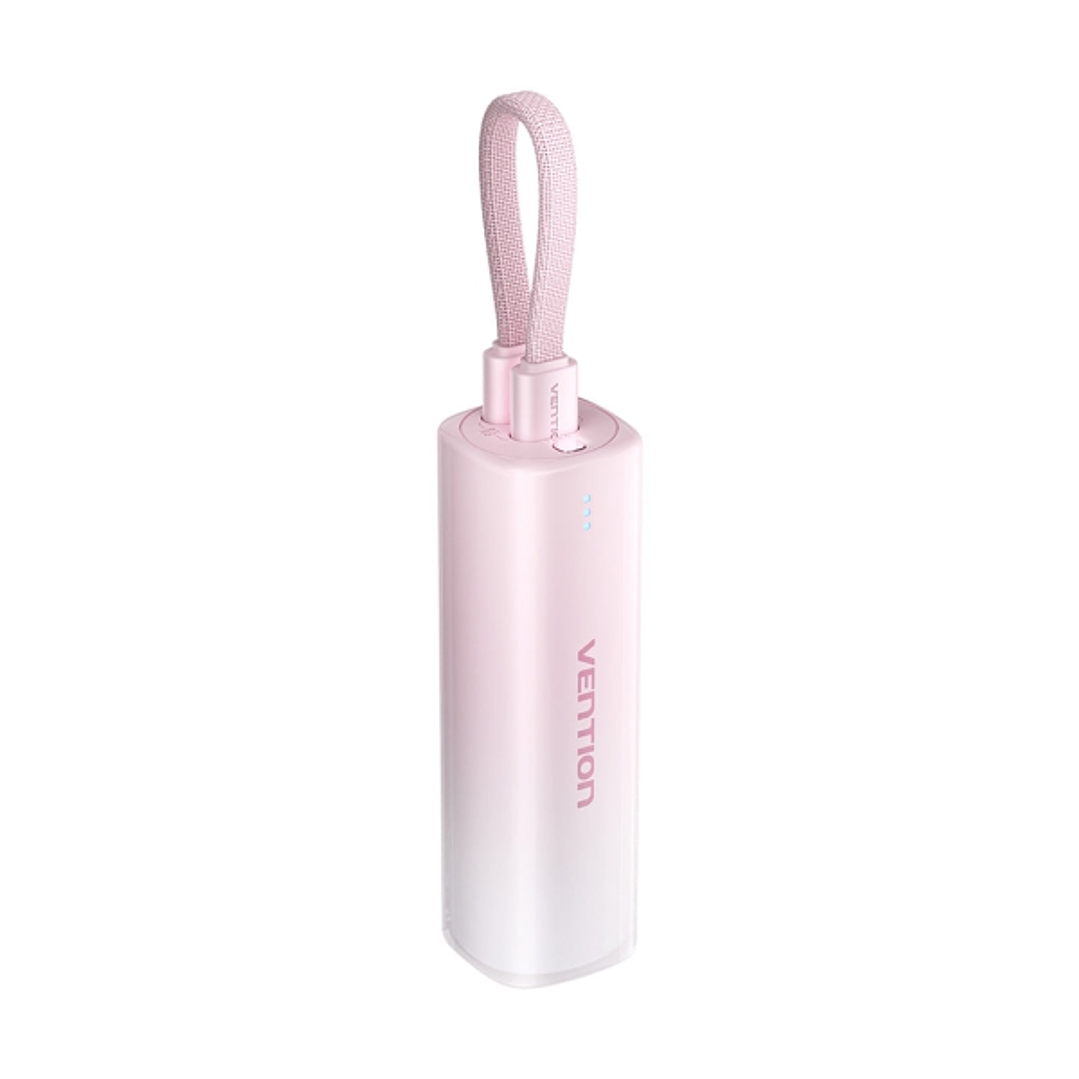 Vention PowerBank 5000mAh - USB-C, Lightning - Carga Rapida 20W - Color Rosa 1