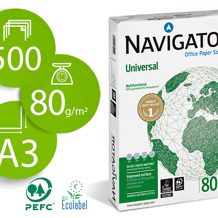 Navigator Papel A3 80gr 297x420mm (500 Hojas) Blanco 1