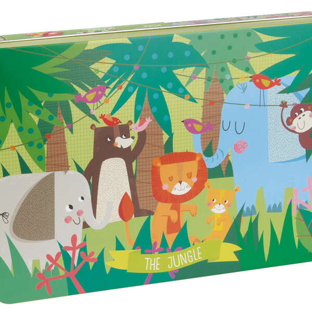 Apli Kids Puzzle Tematica La Jungla de 24 Piezas de 8x8cm - Caja Metalica Rectangular - Facil Manejo - Desarrollo de Habilidades - Diseño Exclusivo de 1