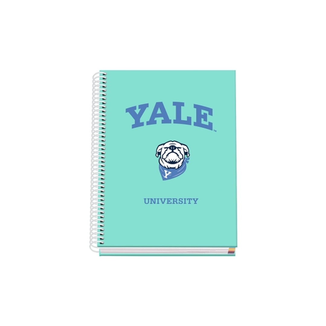 Dohe Yale Dog Cuaderno Espiral A5 100 Hojas Cuadricula 5mm - Tapa Dura Impresa a todo Color y Plastificada en Brillo - Bandas de Color 1