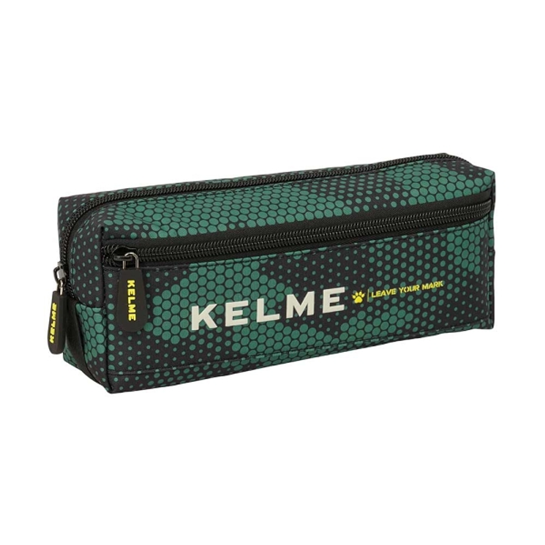 Safta Kelme Camo Portatodo - 3 Compartimentos con Cremalleras - Goma Elastica - 0.98L - 220x60x85mm - Color Verde Camuflaje 1