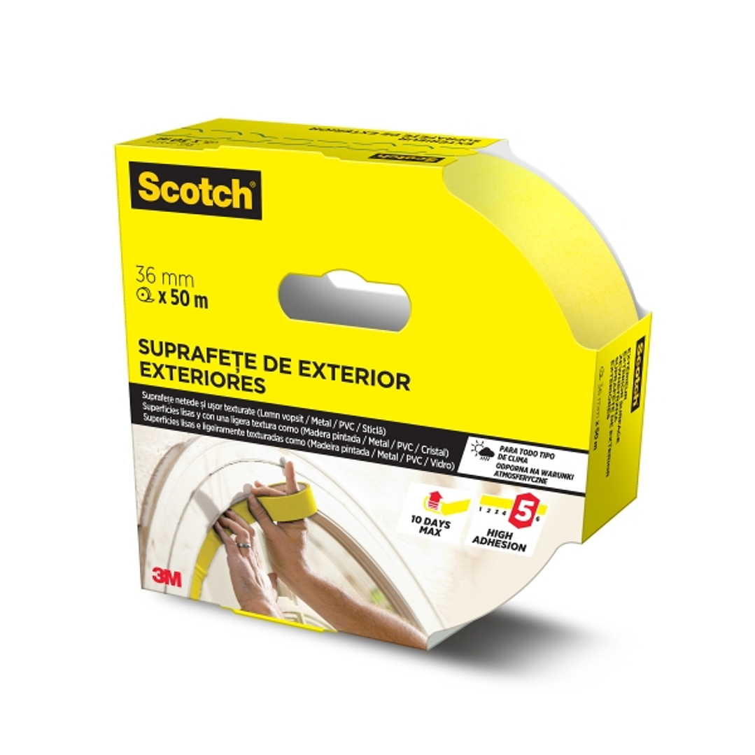 Scotch Cinta de Enmascarar - 36mm x 50m - Uso en Exterior - Color Amarillo 1