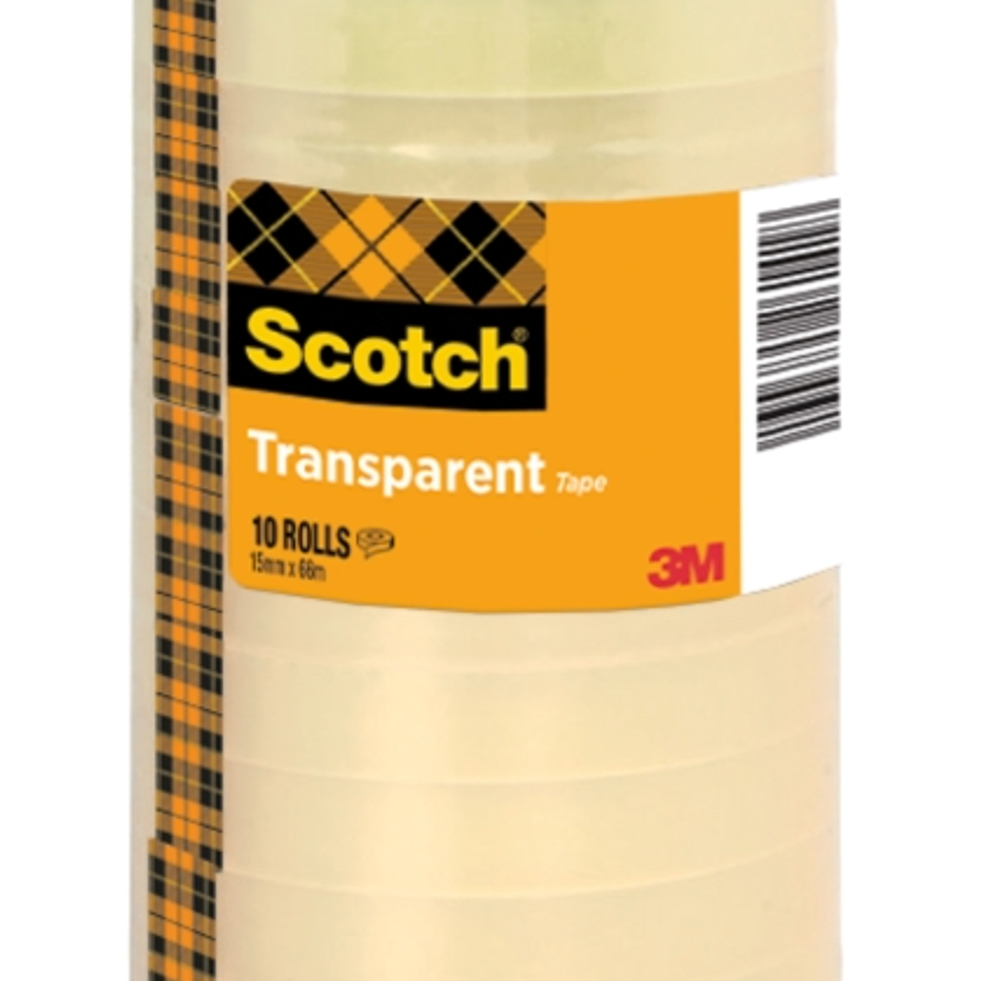 Scotch Pack de 10 Cintas Adhesivas - 15mm x 66m - Color Transparente 1