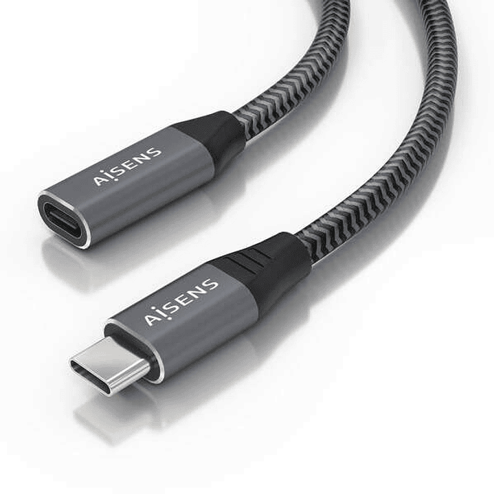Aisens Cable USB 3.2 GEN2x2 Aluminio 20Gbps 8K@30Hz 5A 100W - Tipo USB-C/M-USB-C/H - 1.5m - Color Gris 1