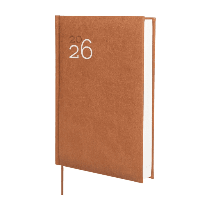 Finocam Dynamic Milano Agenda Profesional en Catalan - Anual 2026 - Tapa Dura Acolchada - Formato Y10 - 143x29x210mm - 1 Dia por Pagina - Color Marron 1
