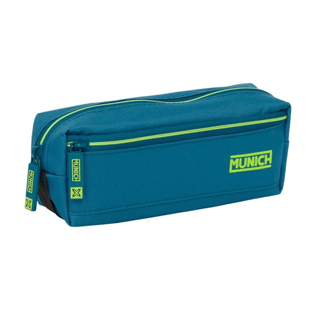 Safta Munich Land Portatodo - 3 Compartimentos con Cremalleras - Goma Elastica - 0.98L - 220x60x85mm - Color Azul Oscuro 1