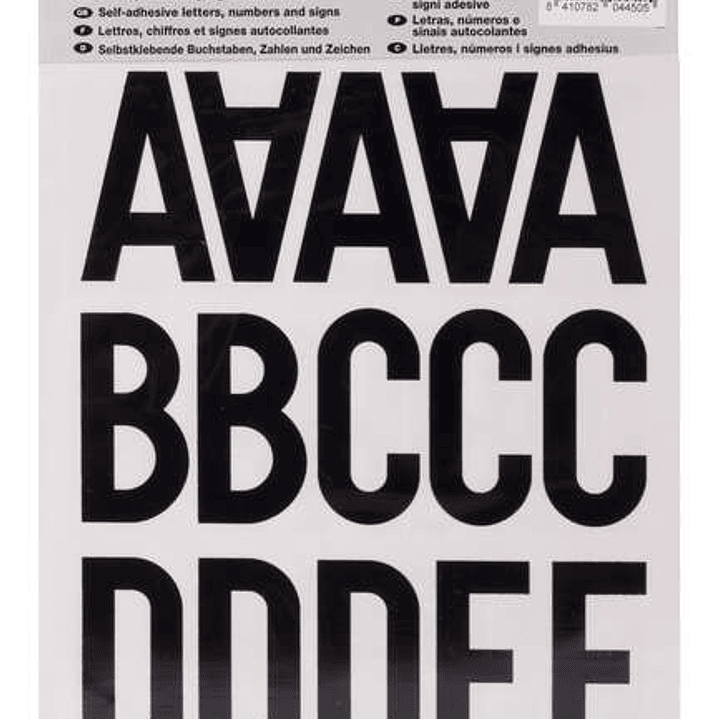 Apli Letras de Palo Mayusculas Adhesivas - Altura 50mm - Pack de 5 Hojas - Color Negro - Facil Identificacion y Señalizacion 1