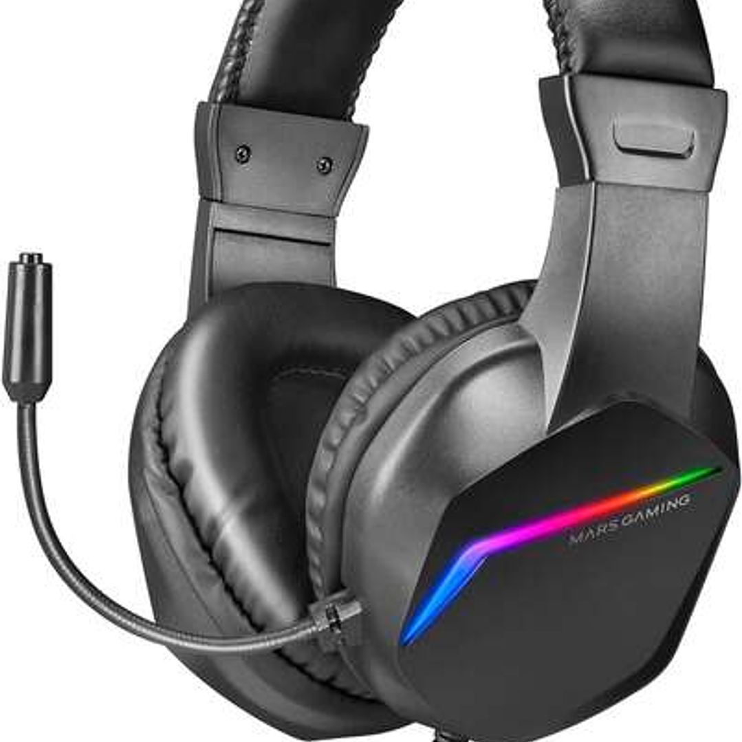 Mars Gaming Auriculares MH122 Ultraligeros con Iluminacion FRGB Rainbow - Sonido Hi-Fi Ultra-Bass Spatial Sound - Diseño Ergonomico - Cancelacion de R 1