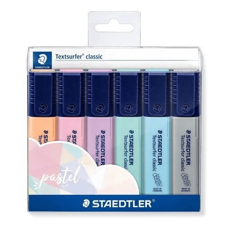 Staedtler Textsurfer Classic 364 Pack de 6 Marcadores Fluorescentes - Secado Rapido - Trazo 1 - 5mm Aprox - Colores Pastel Surtidos 1