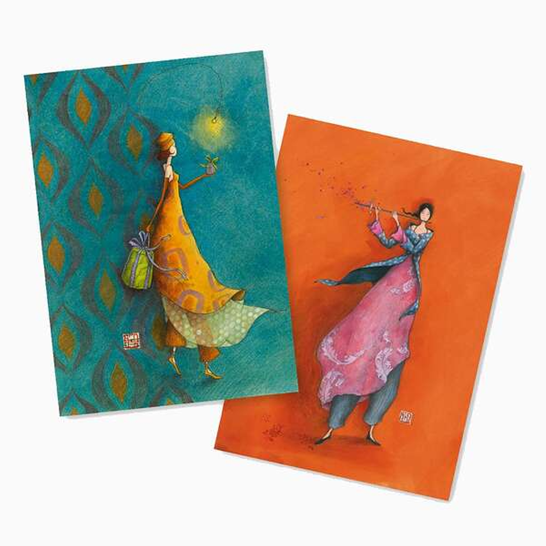 Pictura Aquarupella Gaëlle Boissonnard Pack de 2 Cuadernos A6 48 Paginas - Uno con Cuadricula y el otro Liso - Tamaño 10.5x15cm - Tapa con Acabado en  1