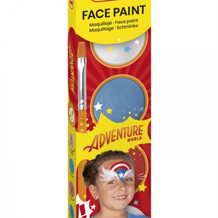 Jovi Adventure Estuche de 3 Botes 8ml Maquillaje Crema + Accesorios - Hipoalergenico - Facil Aplicacion - Base Grasa - Elimina sin Agua - Incluye Espo 1