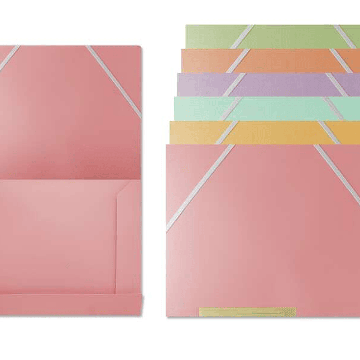 Bismark Pack de 6 Carpetas de Solapa Polipropileno - Tamaño A4 - Cierre con Gomas - Colores Surtidos Pastel 1
