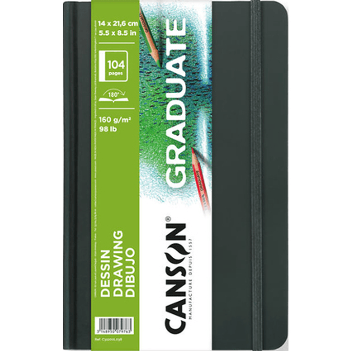 Canson Graduate Dibujo Cuaderno con 52 Hojas - 14x21.6cm - 160g - Grano Fino - Color Blanco 1