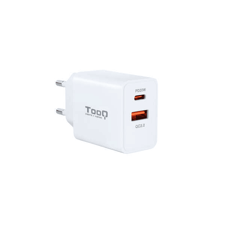 Tooq Cargador de Pared USB 3.0 18W, USB-C 20W - Carga Rapida - Color Blanco 1