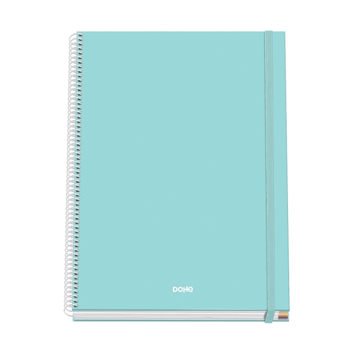 Dohe Serenity Cuaderno Espiral A4 100 Hojas Microperforadas Cuadricula 5mm - Tapa Dura Carton Forrado - Cierre de Goma - Bandas de Color - Color Verde 1