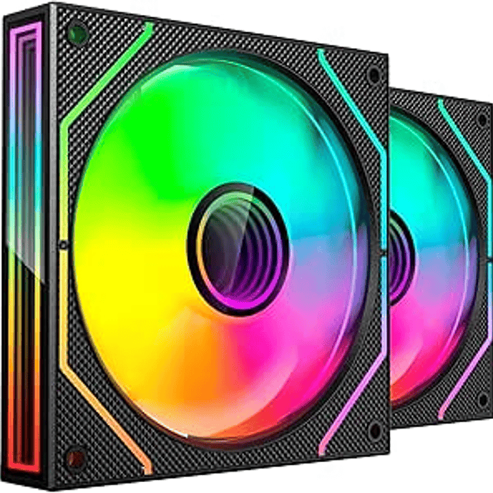 Mars Gaming MF-3DPROX2 Pack de 2 Ventiladores de 120mm - Iluminacion ARGB Infinity Mirror 360º - Silencioso 12dB - Control PWM - Color Negro 1