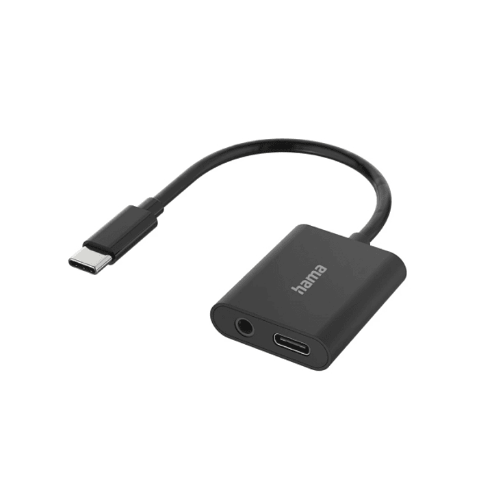 Hama Essential Adaptador de Audio 2 en 1 - USB-C Macho - USB-C Hembra - Jack Hembra de 3.5mm - Power Delivery - Color Negro 1