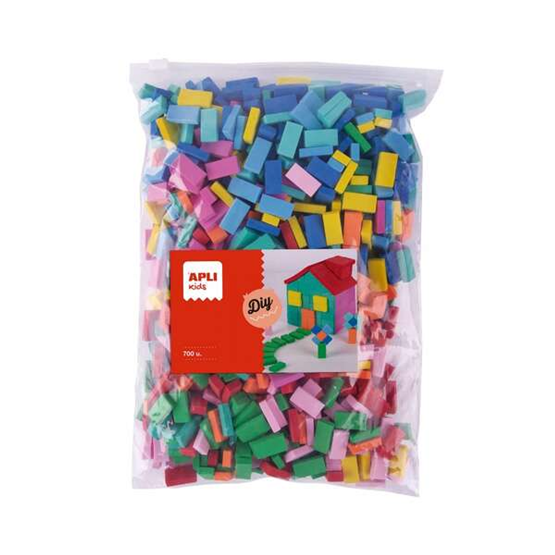 Apli Kids Bolsa de 700 Ladrillos de Goma EVA - Tamaño 20x10x5mm - Colores Surtidos 1