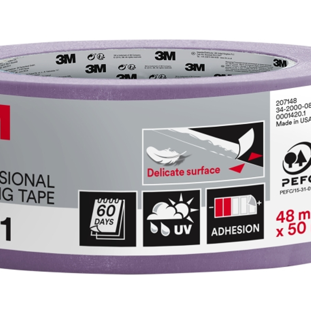3M Cinta de Enmascarar para Superficies Delicadas - 48mm x 50m - Color Lavanda 1