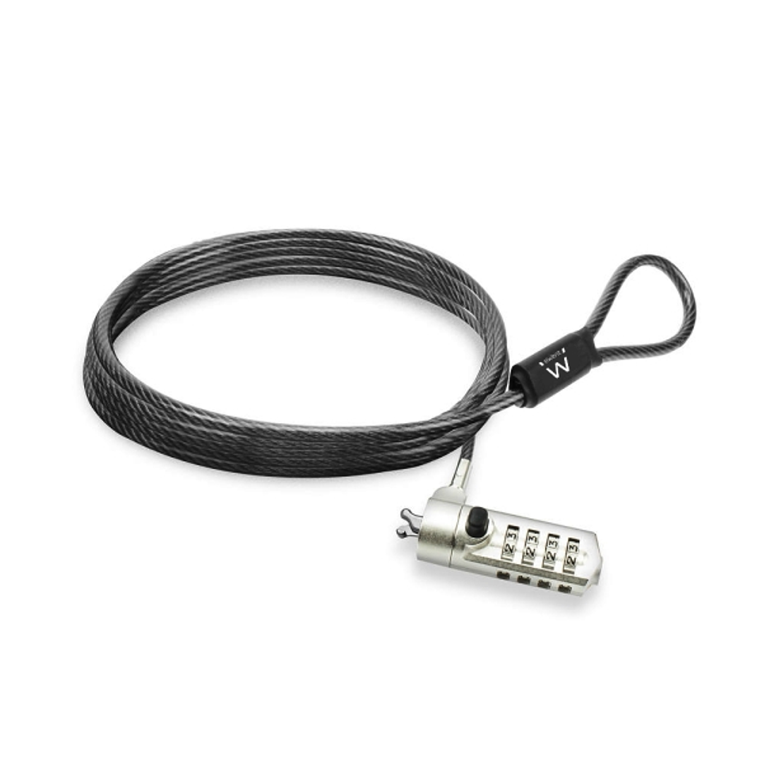 Ewent Cable de Seguridad para Portatil - Candado de Combinacion Numerica - Cable de Acero - 1.5m de Longitud - Color Negro 1