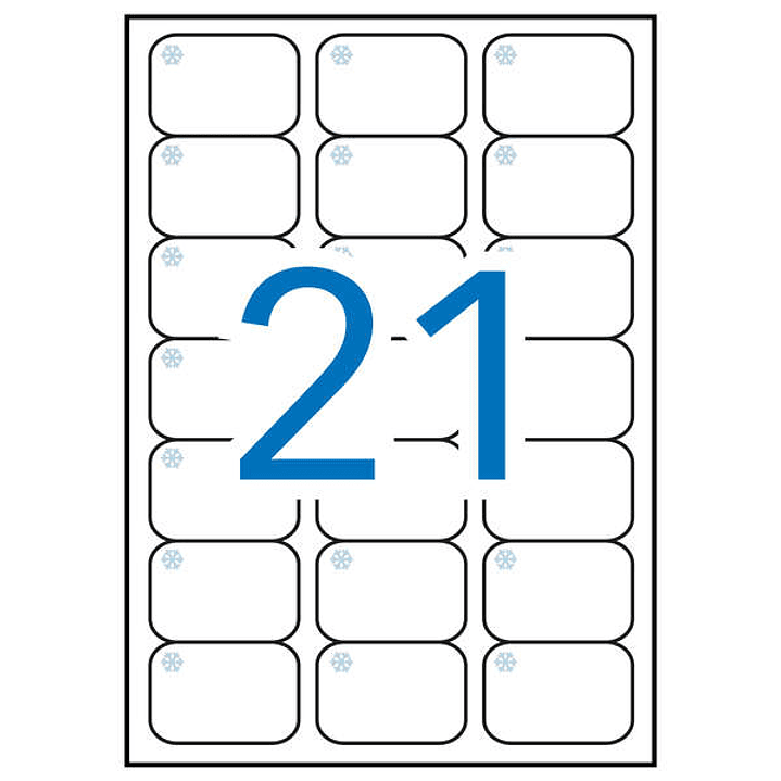 Apli Pack de 210 Etiquetas Especiales para Congelar 63.5x38.1mm - 10 Hojas por 21 Etiquetas - Adhesivo Removible - Cantos Romos - Color Blanco 1