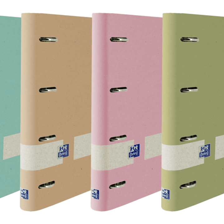 Oxford Nature Europeanbinder A4+ Tapa Extradura 4x35 Surtido con Recambio Pastel 5x5 - Carpeta Ecologica con Tapa Dura - Incluye Recambio de Hojas Pas 1