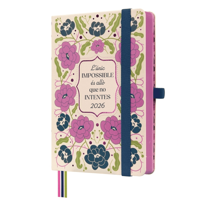 Finocam Minimal Design Agenda en Catalan - Anual 2026 - Tapa Dura - Cierre con Goma Elastica - Formato M4 - 124x25x174mm - 1 Dia por Pagina - Tematica 1