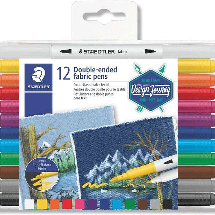 Staedtler 3190 Pack de 12 Rotuladores de Doble Punta para Textil - Colores Surtidos 1