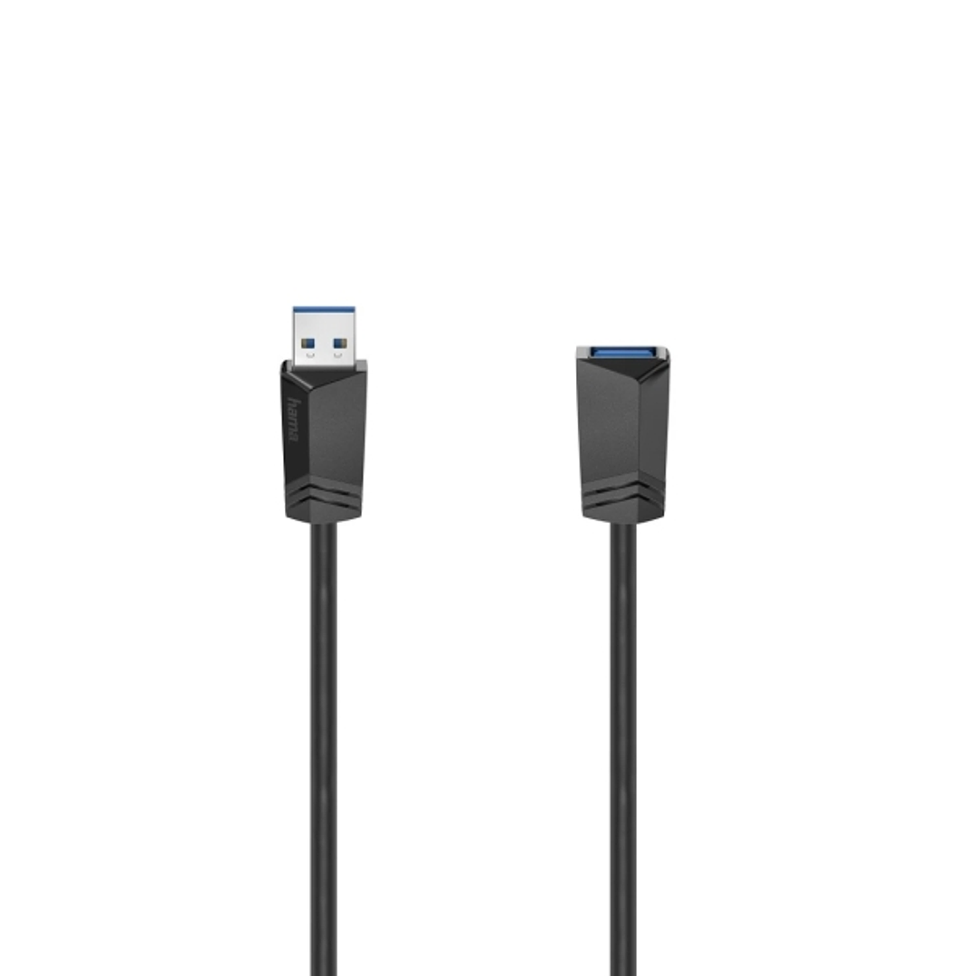 Hama Essential Cable Alargador USB-A Macho/Hembra - Longitud 1.5m - Velocidad hasta 5Gbps - Blindaje Doble - Color Negro 1