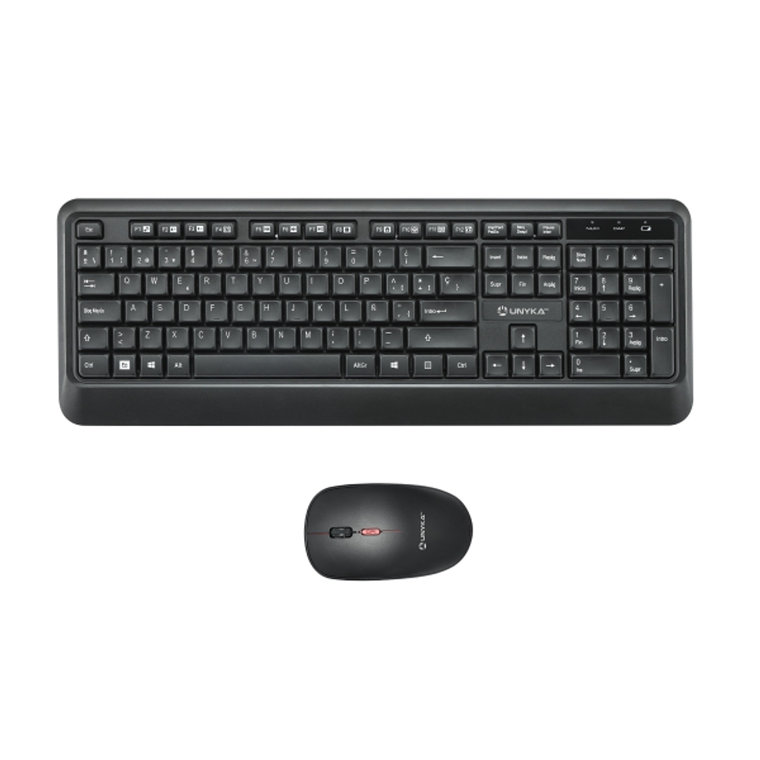 Unykach UK39 Pack de Teclado Inalambrico Compacto + Raton Inalambrico 1600dpi, 3 Botones, Uso Ambidiestro - Color Negro 1