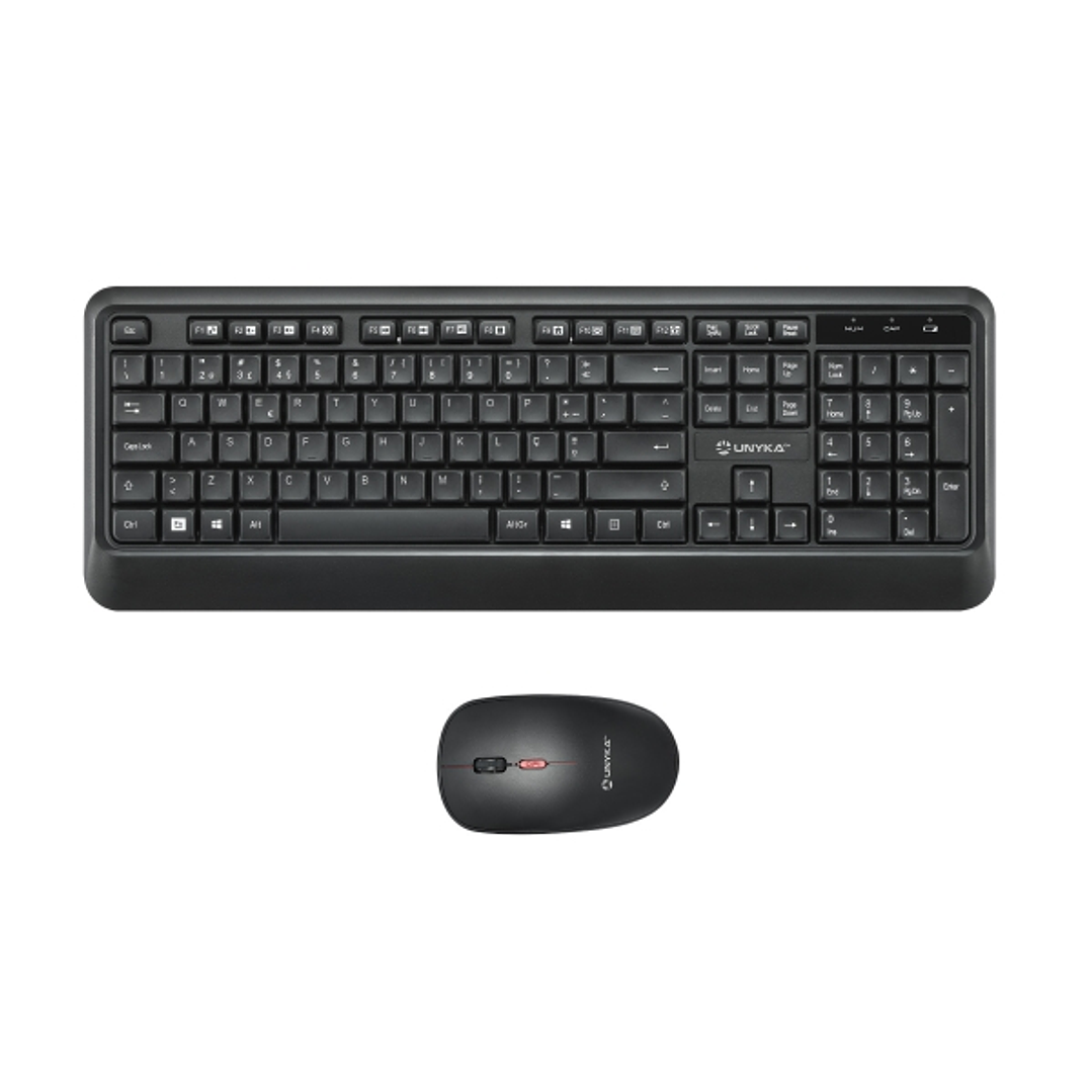 Unykach UK39 Pack de Teclado Inalambrico Compacto + Raton Inalambrico 1600dpi, 3 Botones, Uso Ambidiestro - Disposicion Portuguesa QWERTY PT - Color N 1