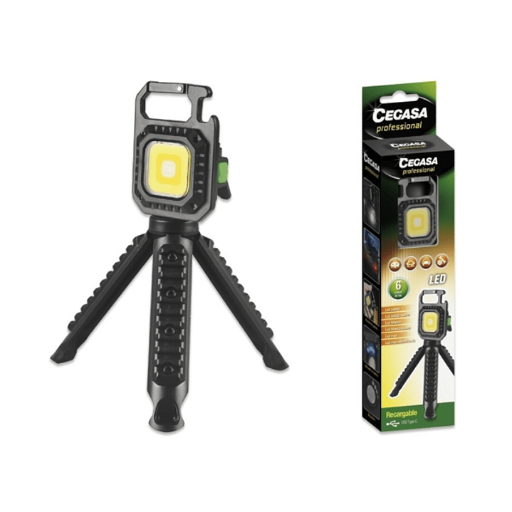 Cegasa Profesional Linterna Mini con Tripode COB hasta 670lm - Luz Blanca, Amarilla, Blanca y Amarilla Combinadas, Luz Roja y Luz Flash Intermitente - 1