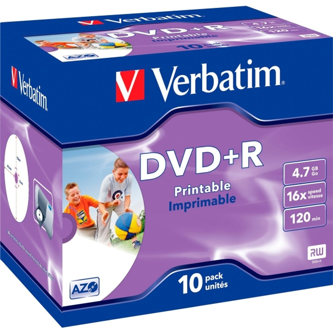 Verbatim Pack de 10 DVD+R Printables 16x 4.7GB 1