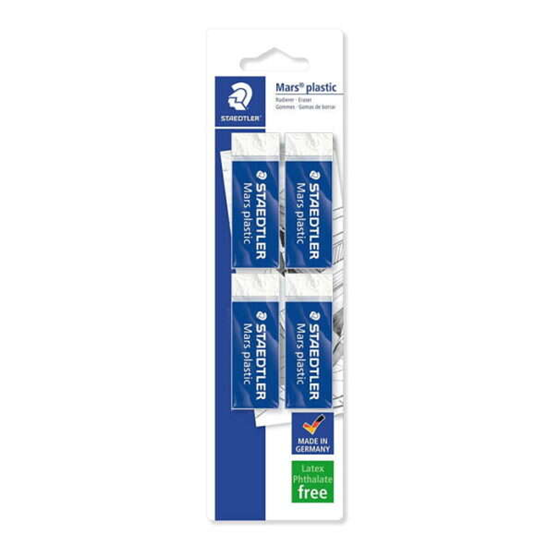 Staedtler Mars Plastic 526 50 Pack de 4 Gomas de Borrar - Plastico - Alta Precision - Color Blanco 1
