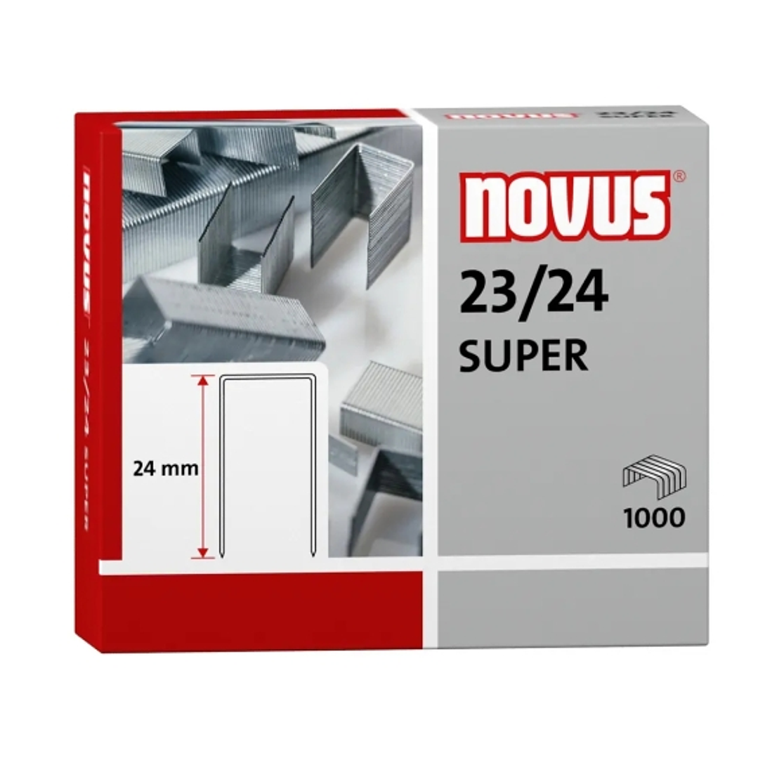 Novus 23/24 Super Caja de 1000 Grapas 23/24 Galvanizadas para Grapadoras de Gruesos 1