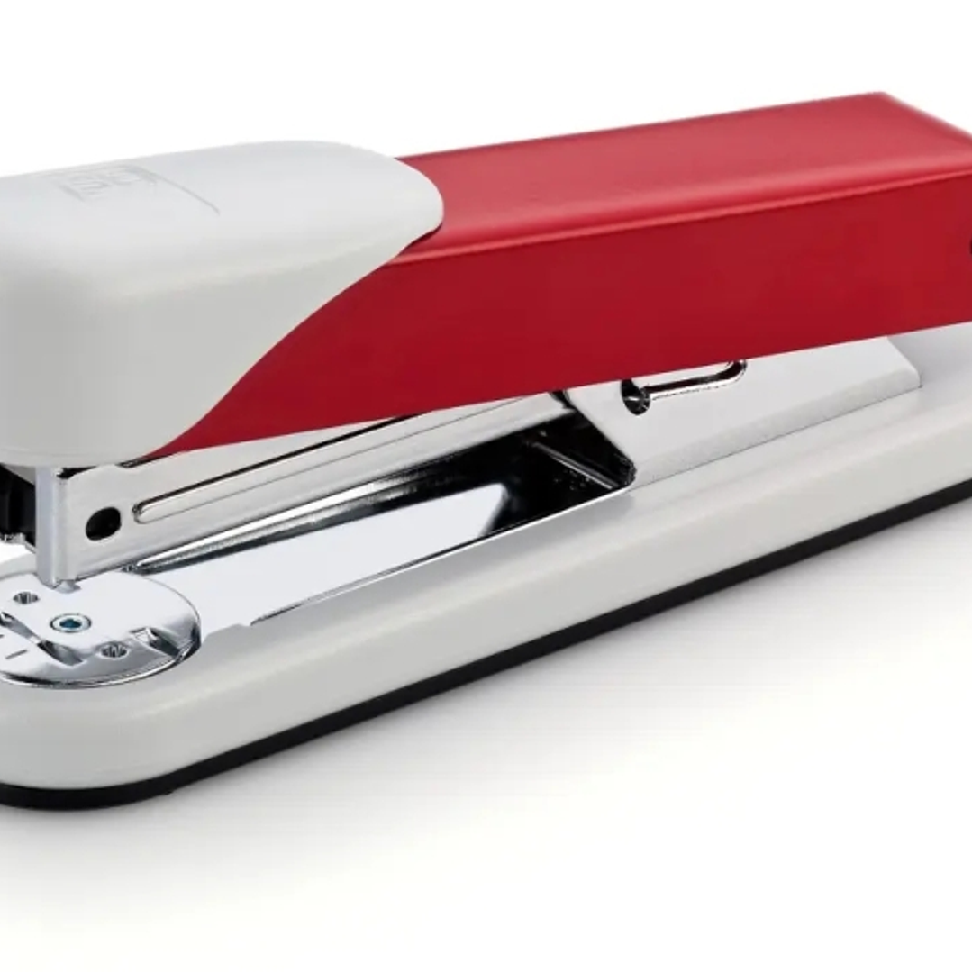 Novus Stabil Grapadora de Sobremesa - Capacidad de grapado 30 Hojas - Grapas 24/6, 26/6 - Grapado Abierto, Cerrado y Clavado - Color Blanco/Rojo 1