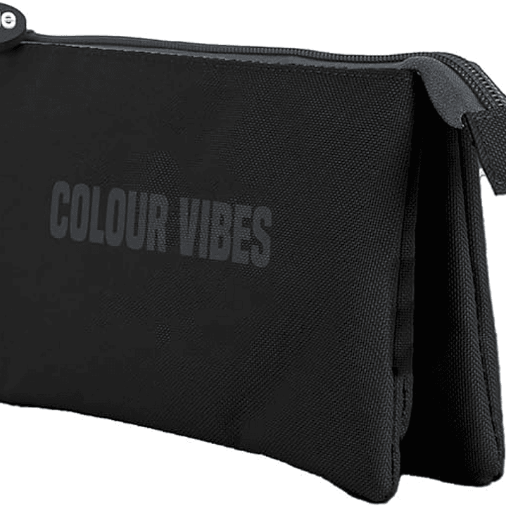 Dohe Colour Vibes Portatodo Triple - Cierre Doble con Cremallera y Tirador de Goma - Color Negro 1