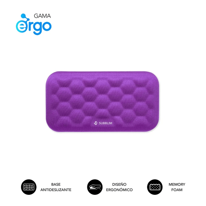 Subblim Ergo Airpadding Reposamuñecas para Raton - Espuma Viscoelastica 65D - Tejido AirMesh Transpirable - Base Antideslizante - Color Lila 1