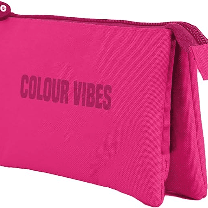 Dohe Colour Vibes Portatodo Triple - Cierre Doble con Cremallera y Tirador de Goma - Color Rosa 1