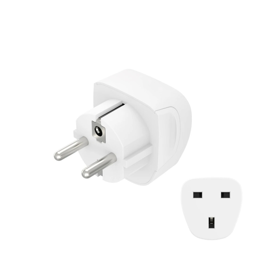 Hama Adaptador de Viaje Toma Tipo E y Schuko - Potencia hasta 3250W - Hembra Tipo G - Voltaje 220-250V - 5.7x5.1x5cm - Color Blanco 1