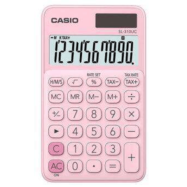 Casio SL-310UC Calculadora de Bolsillo - Calculo de Impuestos - Pantalla LCD de 10 Digitos - Solar y Pilas - Color Rosa 1