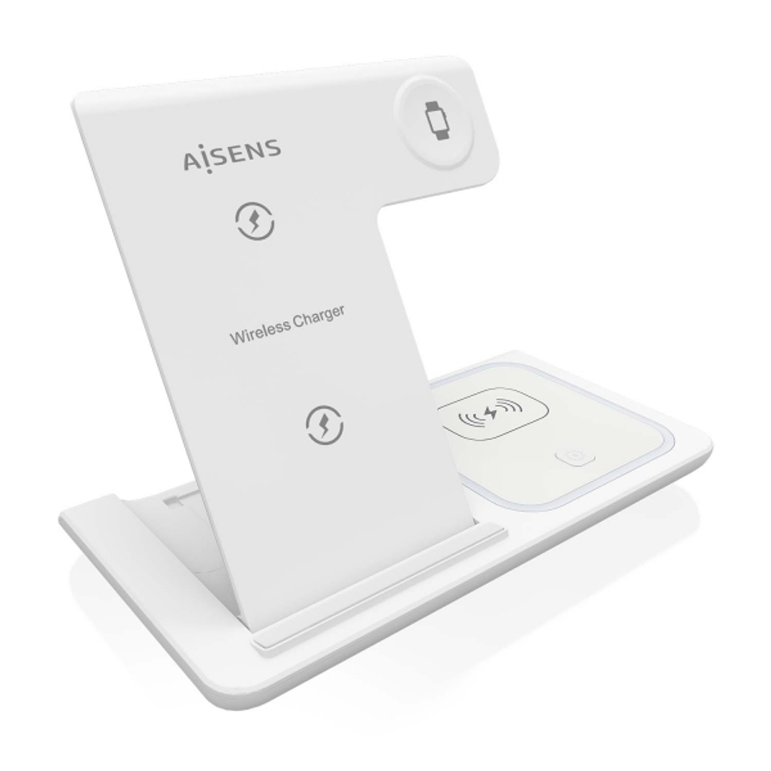 Aisens Cargador Inalambrico USB-C 3 en 1 de 15W para Movil - Apple Watch - Ariculares con Estuche de Carga - Color Blanco 1