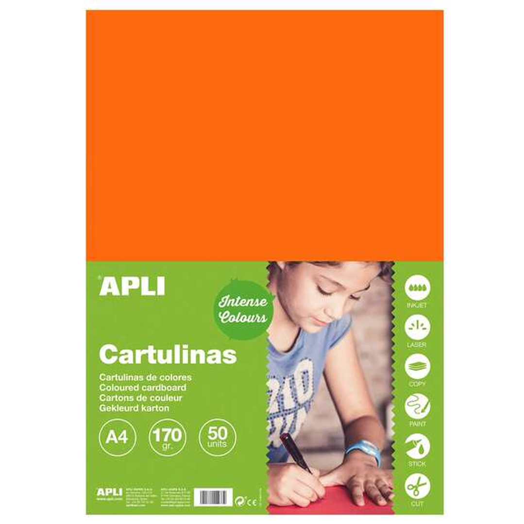 Apli Cartulina Naranja A4 170g 50 Hojas 1