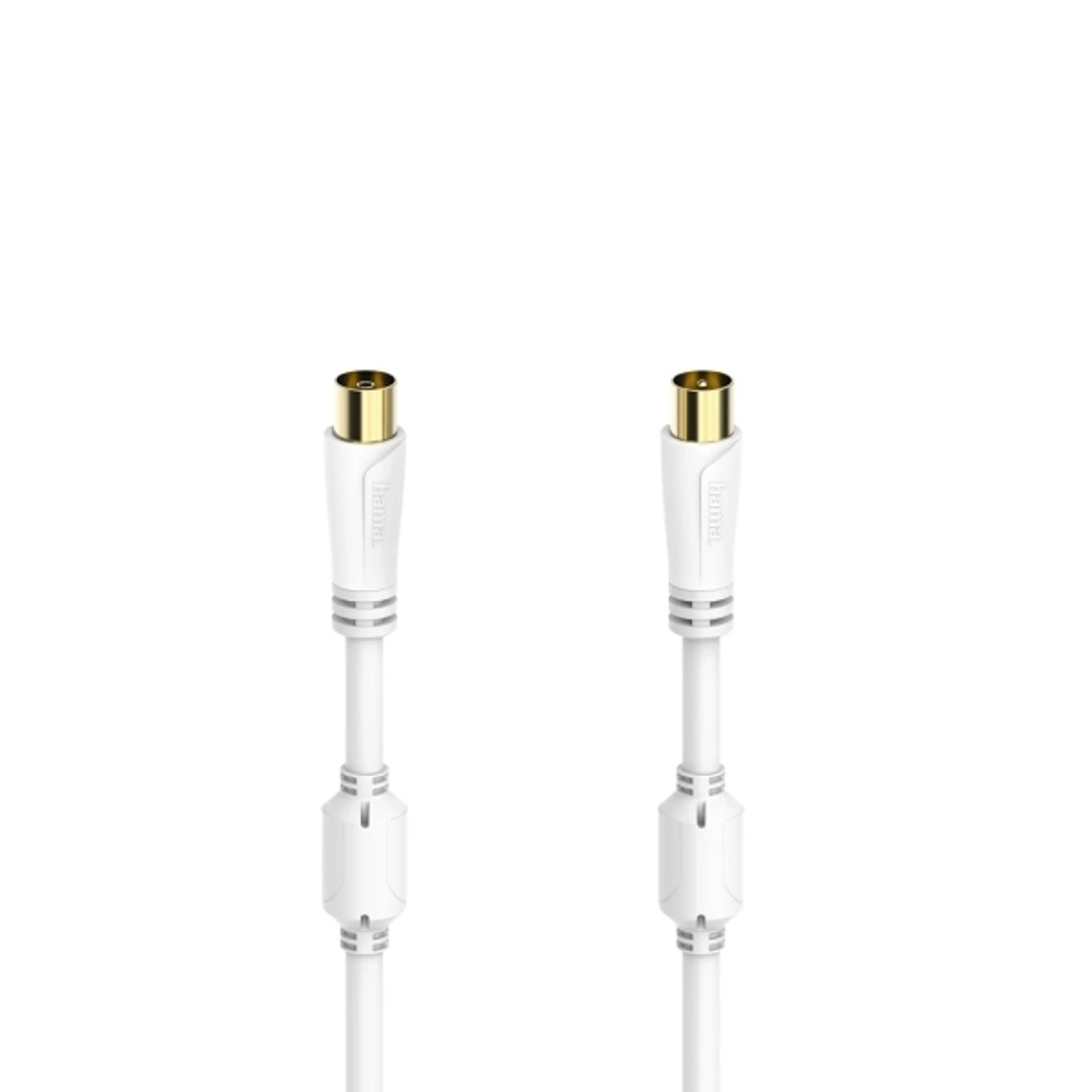 Hama Essential Cable Coaxial de Antena Macho/Hembra - Longitud 1.5m - Terminales Chapados en Oro - Triple Blindaje - Apantallamiento 100dB - Impedanci 1