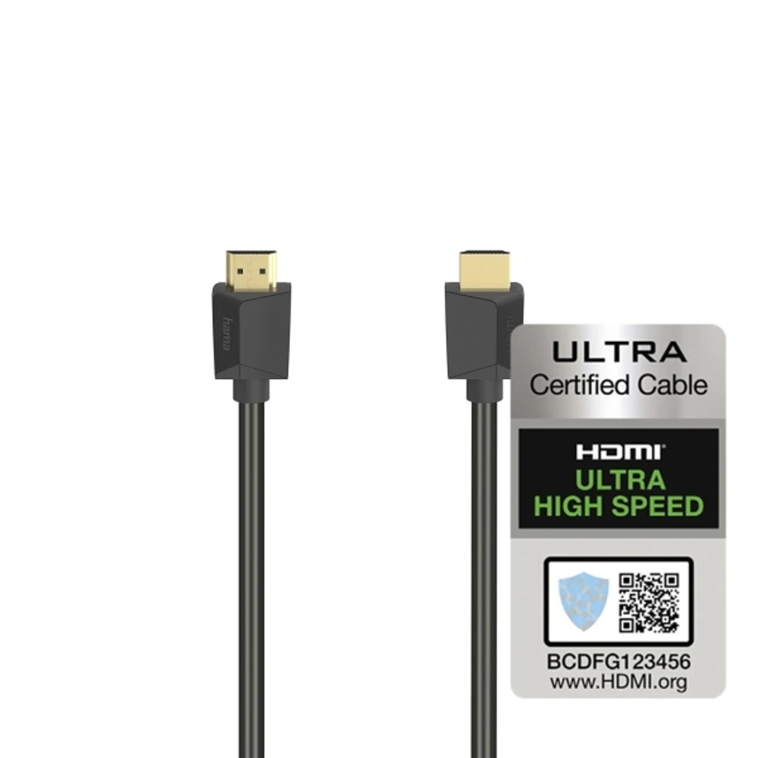 Hama Essential Cable HDMI 8K Macho - Longitud 1m- Certificado - Soporta eARC - Terminales Chapados en Oro - Ethernet - Velocidad hasta 48Gbps - Blinda 1