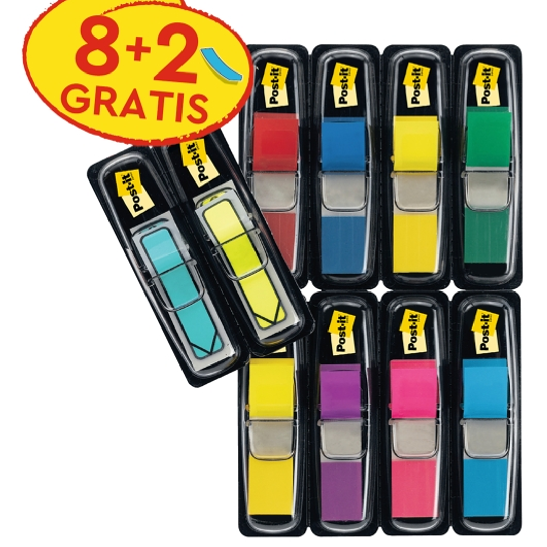 Post-It Index Pack de 10 Dispensadores con 35 Marcadores de Indice Reposicionables - Forma Rectangular - Colores Surtidos 1