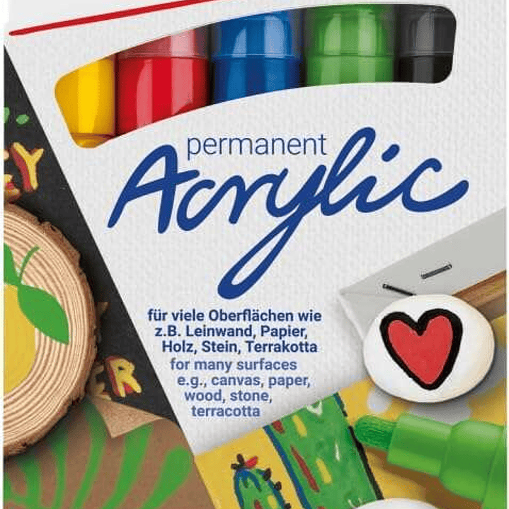 Edding 5100 Acrylic Pack de 5 Rotuladores Permanentes Acrilicos - Punta Redonda 2-3mm - Trazo Medio - Resistente a la Luz - Secado Rapido - Colores Su 1