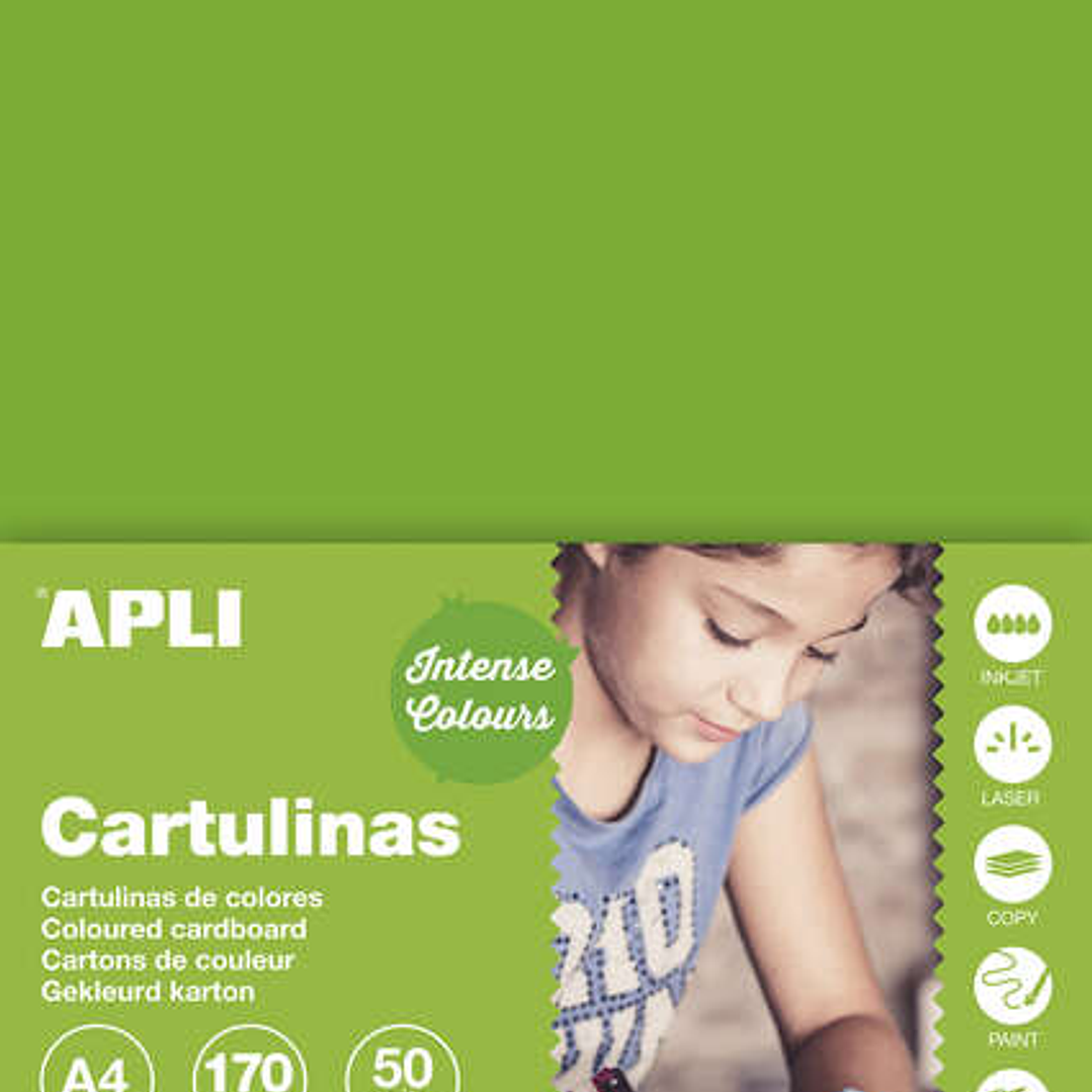 Apli Cartulina Verde Hierba A4 170g 50 Hojas 1